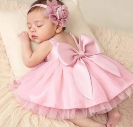 Petal Pink Satin & Tulle Infant Party Dress