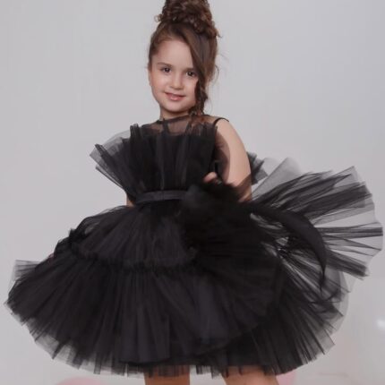 Elegant Black Tulle Party Dress