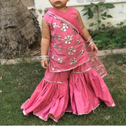 Baby Girls' Pretty in Pink Hand-Worked Gotta Sharara Set